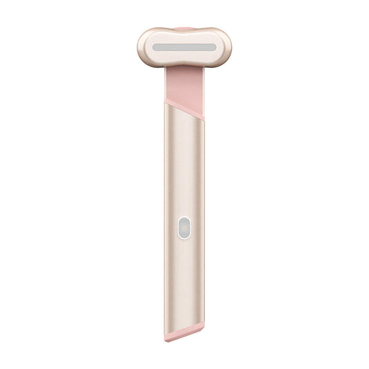 Rose Gold Electric Eye Massager Pen with Red & Blue Light Therapy - Heated Vibration Wand
