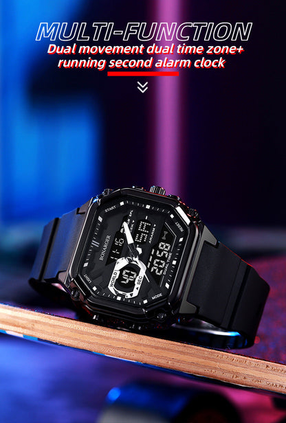 Green Men's Dual Display Watch - Dual Time Digital Analog Waterproof Sports Watch