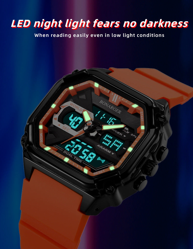 Green Men's Dual Display Watch - Dual Time Digital Analog Waterproof Sports Watch