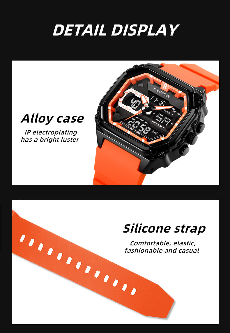 Green Men's Dual Display Watch - Dual Time Digital Analog Waterproof Sports Watch