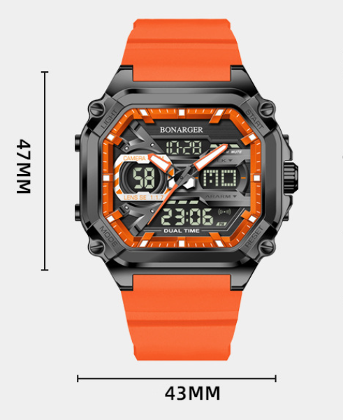 Green Men's Dual Display Watch - Dual Time Digital Analog Waterproof Sports Watch