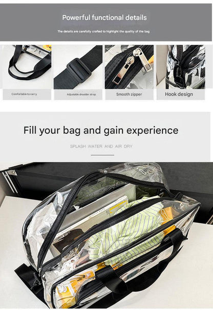 Pink transparent Multi-Purpose Clear PVC Bag - Travel, Fitness, Storage Tote (50x32x18cm)
