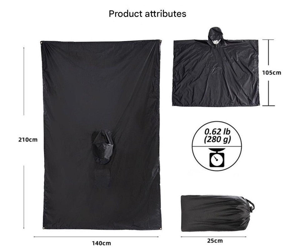Yellow Portable Outdoor Camping Poncho - Can be used as Raincoat, Tarp, Ground Cover