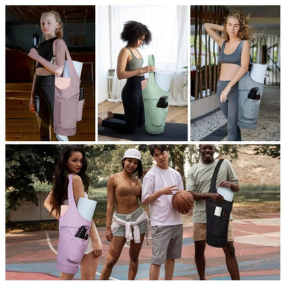 Green All-in-One Yoga Sling Bag - Fits Mat & Gear, Large Opening, Side Pockets
