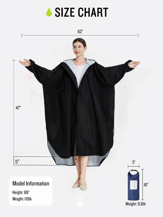 Yellow Stylish Waterproof Raincoat Poncho - Long, Packable for Outdoor Travel & Hiking