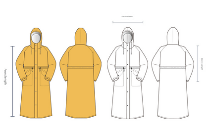 Yellow Women's Long Waterproof Raincoat with Hood and Visor - Stylish Rain Jacket (Size - M)