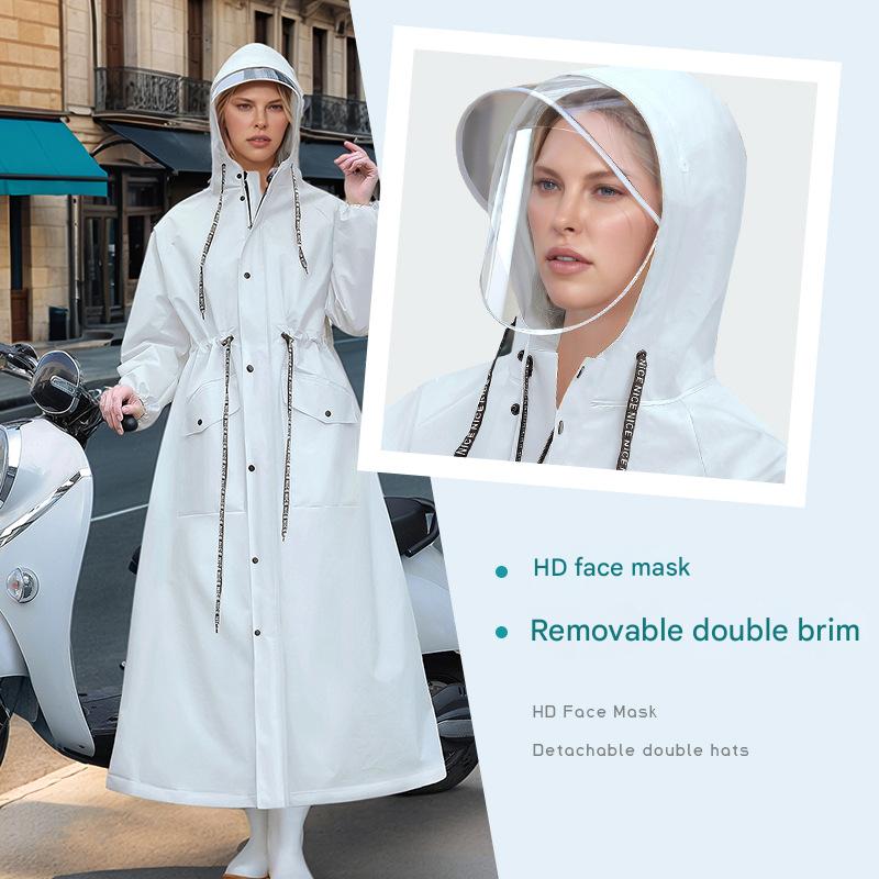 Yellow Women's Long Waterproof Raincoat with Hood and Visor - Stylish Rain Jacket (Size - XL)