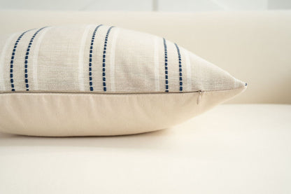 Textured Vertical Striped Pillowcases - Scandinavian Home Decor Accents (Blue Stripes Pair - 45x45cm)