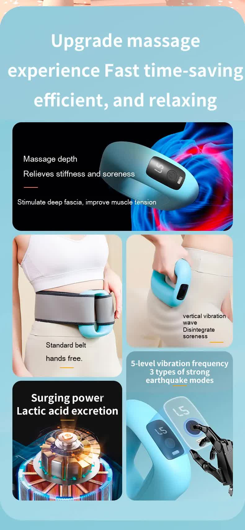 Portable Electric Muscle Relaxation Ring Massager - with Digital Display Pink