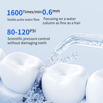 Portable Electric Oral Irrigator with 4 Nozzles 3 Pressure Modes - Blue