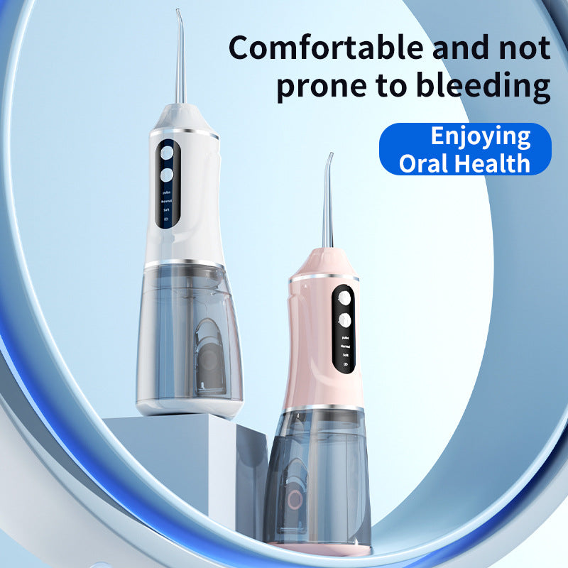 Portable Electric Oral Irrigator with 4 Nozzles 3 Pressure Modes - Pink