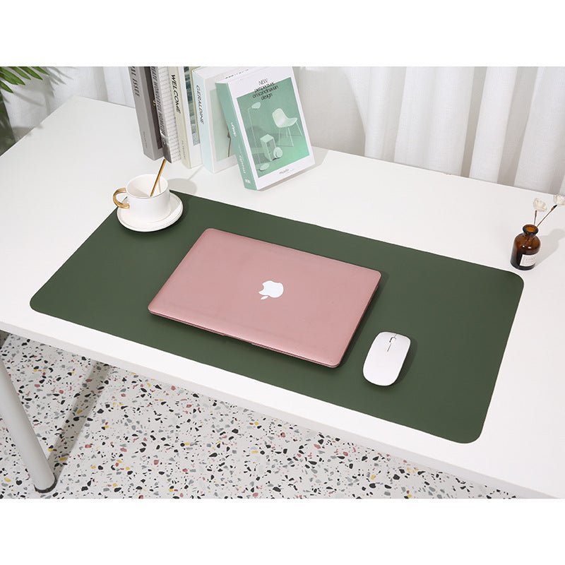 2 PCS Dark green/gray Extra-Large Leather Table Mat for Study & Work - Pad for Students & Office Use (60x30cm)