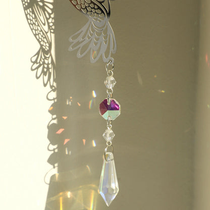 (Style A)2 PCS Hummingbird Metal Suncatcher with Crystal Accents - for Window or Wall Indoor Hanging Ornament