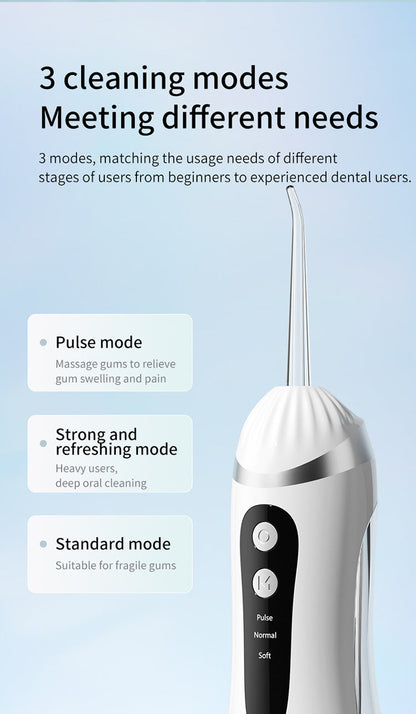 Blue Portable Ultrasonic Oral Irrigator with 3 Cleaning Modes Smart Teeth Cleaning Machine