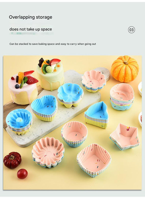 Style 1 Silicone Mini Cake Molds (30 Pack) -  For Cupcakes, Desserts (6.5x6.5x3.2cm)