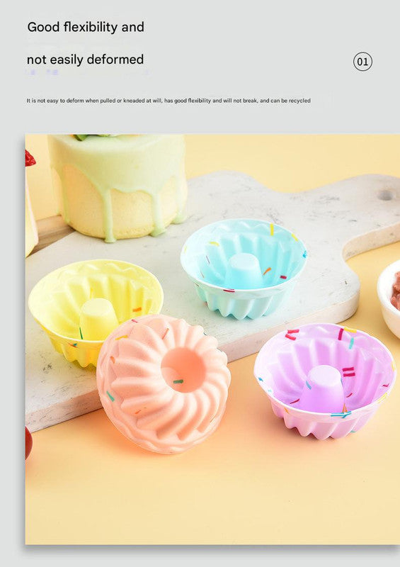 Style 1 Silicone Mini Cake Molds (30 Pack) -  For Cupcakes, Desserts (6.5x6.5x3.2cm)