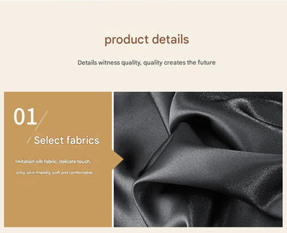 Black Silky Satin Pillowcase Pair - Smooth for Hair & Skin, Elastic Fitted (46x70+16cm)