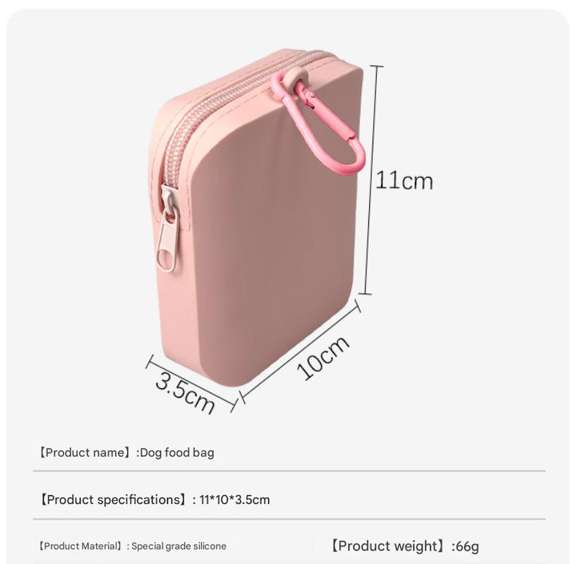 Pink Silicone Dog Treat Pouch (Set of 2) - Waterproof, Portable for Training & Walks