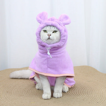 Purple Hooded Dog Bathrobe - Super Absorbent, Adjustable Fit, Cozy Pet Towel (Size : L)