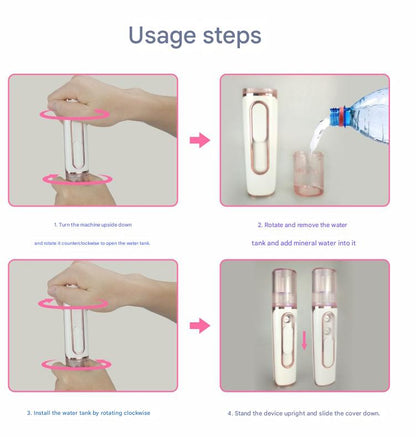 Yellow Dual Nozzle Nano Facial Mister - USB Rechargeable Hydrating Spray