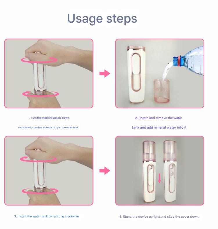 Purple Dual Nozzle Nano Facial Mister - USB Rechargeable Hydrating Spray