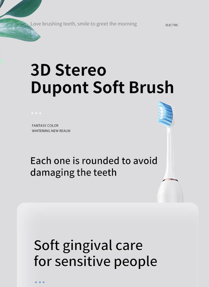 Black Professional Sonic Toothbrush for Adults - 5 Modes, Smart Timer (4 brush heads)