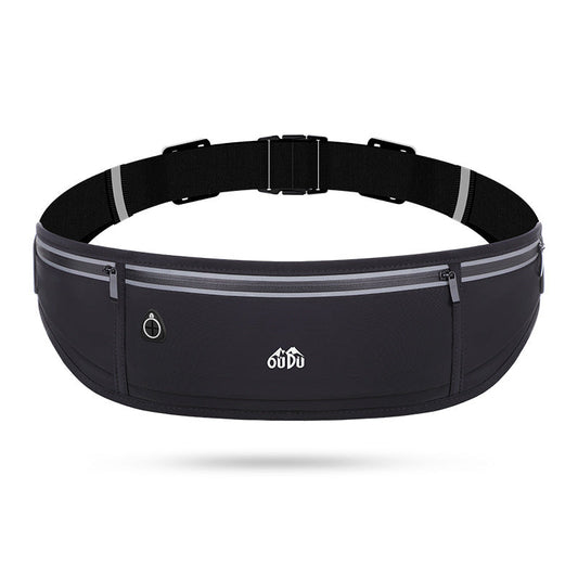 Black Adjustable Running Belt - Fits Large Phones, Reflective, Earphone Port