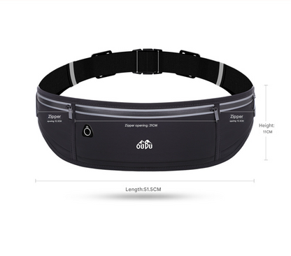 Light gray Adjustable Running Belt - Fits Large Phones, Reflective, Earphone Port