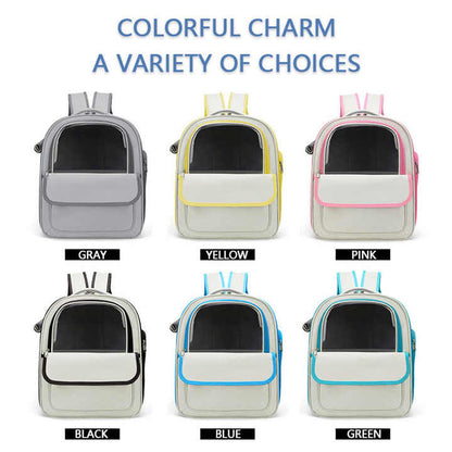 Beige And Green Spacious Pet Carrier Backpack with Clear Window - Comfortable Travel Bag for Cats & Small Dogs