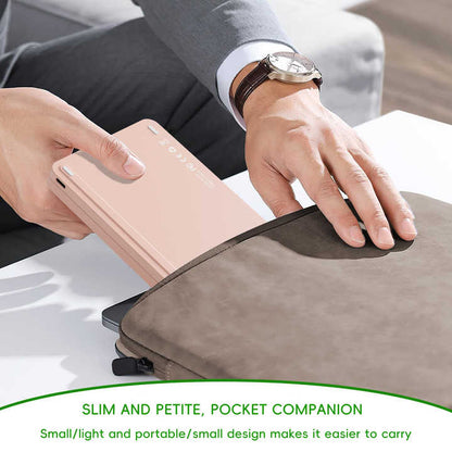 Pink Ultra-Slim Foldable Bluetooth Keyboard - Portable Wireless Rechargeable Travel Keyboard for iOS Android Windows Devices