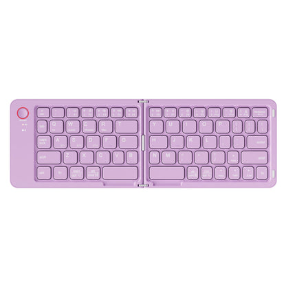 Purple Ultra-Slim Foldable Bluetooth Keyboard - Portable Wireless Rechargeable Travel Keyboard for iOS Android Windows Devices