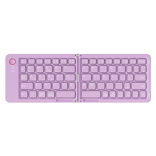 Purple Ultra-Slim Foldable Bluetooth Keyboard - Portable Wireless Rechargeable Travel Keyboard for iOS Android Windows Devices