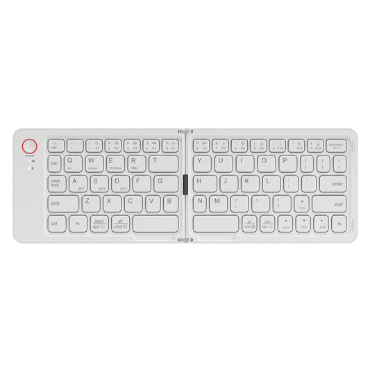 White Ultra-Slim Foldable Bluetooth Keyboard - Portable Wireless Rechargeable Travel Keyboard for iOS Android Windows Devices