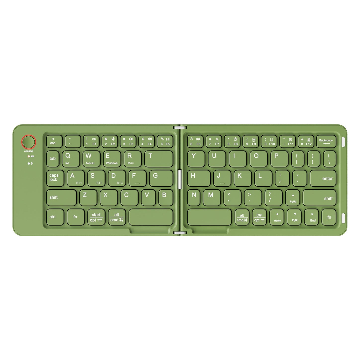 Green Ultra-Slim Foldable Bluetooth Keyboard - Portable Wireless Rechargeable Travel Keyboard for iOS Android Windows Devices