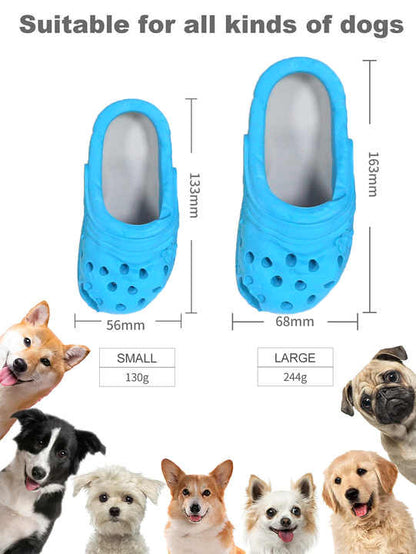 Size S Red Tough Slipper Dog Chew Toy - Natural Rubber Treat Dispenser & Teeth Cleaner for Interactive Play & Boredom Relief