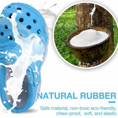Size L Blue Tough Slipper Dog Chew Toy - Natural Rubber Treat Dispenser & Teeth Cleaner for Interactive Play & Boredom Relief