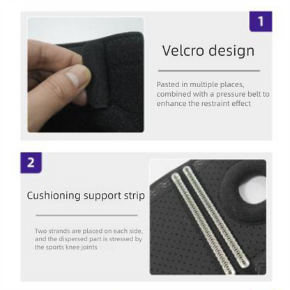 Grey Adjustable Knee Brace Support (Pair) with Dual Spring Stabilizers & Patella Gel Pad - Non-Slip for Sports Running Hiking