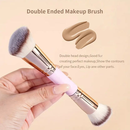 Black and Glod Versatile 4pc Dual-Ended Makeup Brush Set - Soft Synthetic Bristles for Foundation Blush Contour Concealer