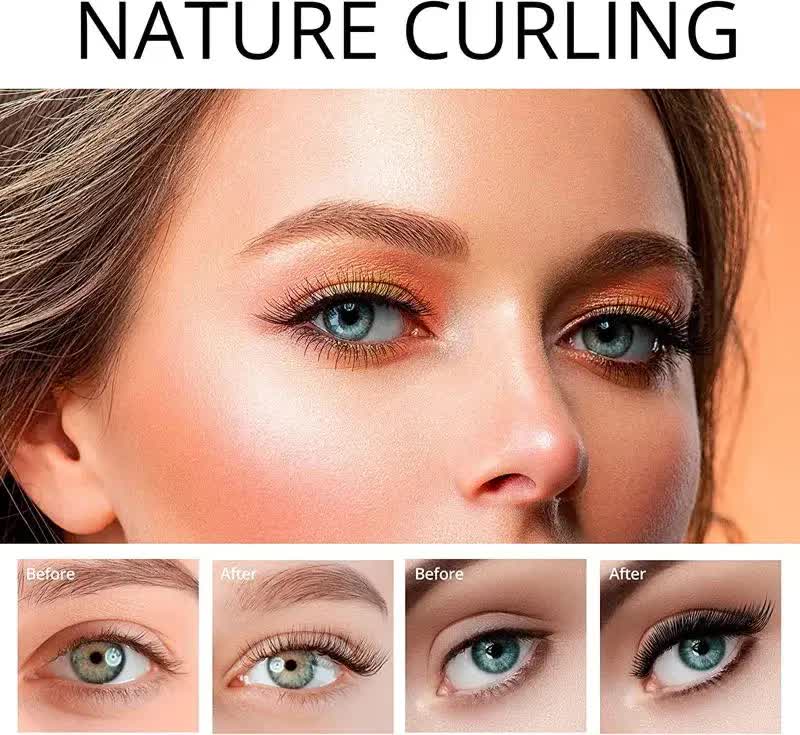 White USB-C Rechargeable Heated Eyelash Curler - Gentle Long-Lasting Lift with 2 Temperature Modes & Cute Cat Ear Design