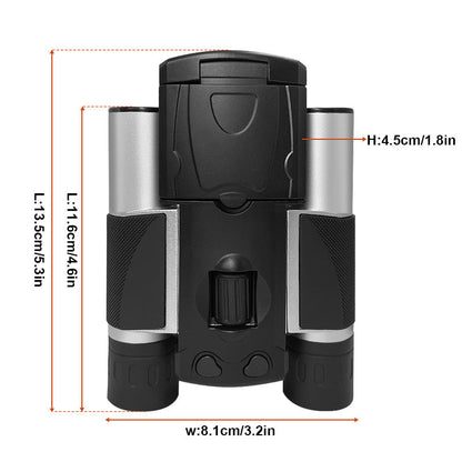 Black HD Digital Camera Binoculars 8X Zoom - Record Video & Photos with LCD Screen, Starlight Night Vision for Outdoors