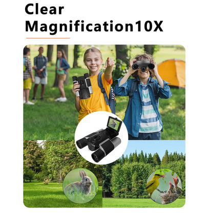 Black HD Digital Camera Binoculars 8X Zoom - Record Video & Photos with LCD Screen, Starlight Night Vision for Outdoors
