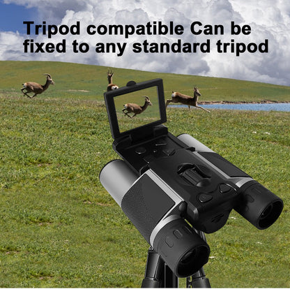 Black HD Digital Camera Binoculars 8X Zoom - Record Video & Photos with LCD Screen, Starlight Night Vision for Outdoors