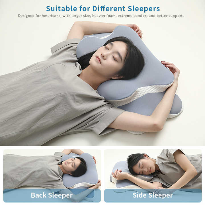 Light Pink Ergonomic Butterfly Memory Foam Pillow - Cervical Neck Support for Side, Back & Stomach Sleepers, Orthopedic Contour Design