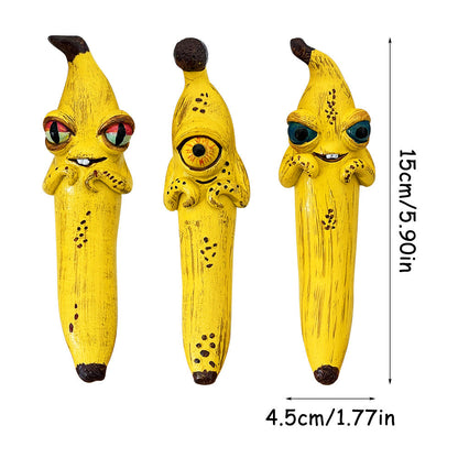 3 Pcs Style 3 Yellow Whimsical Magic Banana Monster Figurine - Quirky Resin Art Decor for Home & Party