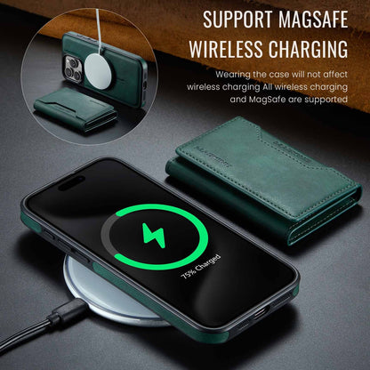 Black Premium MagSafe Wallet Case for iPhone 16 Pro Max - Detachable PU Leather Magnetic Card Holder