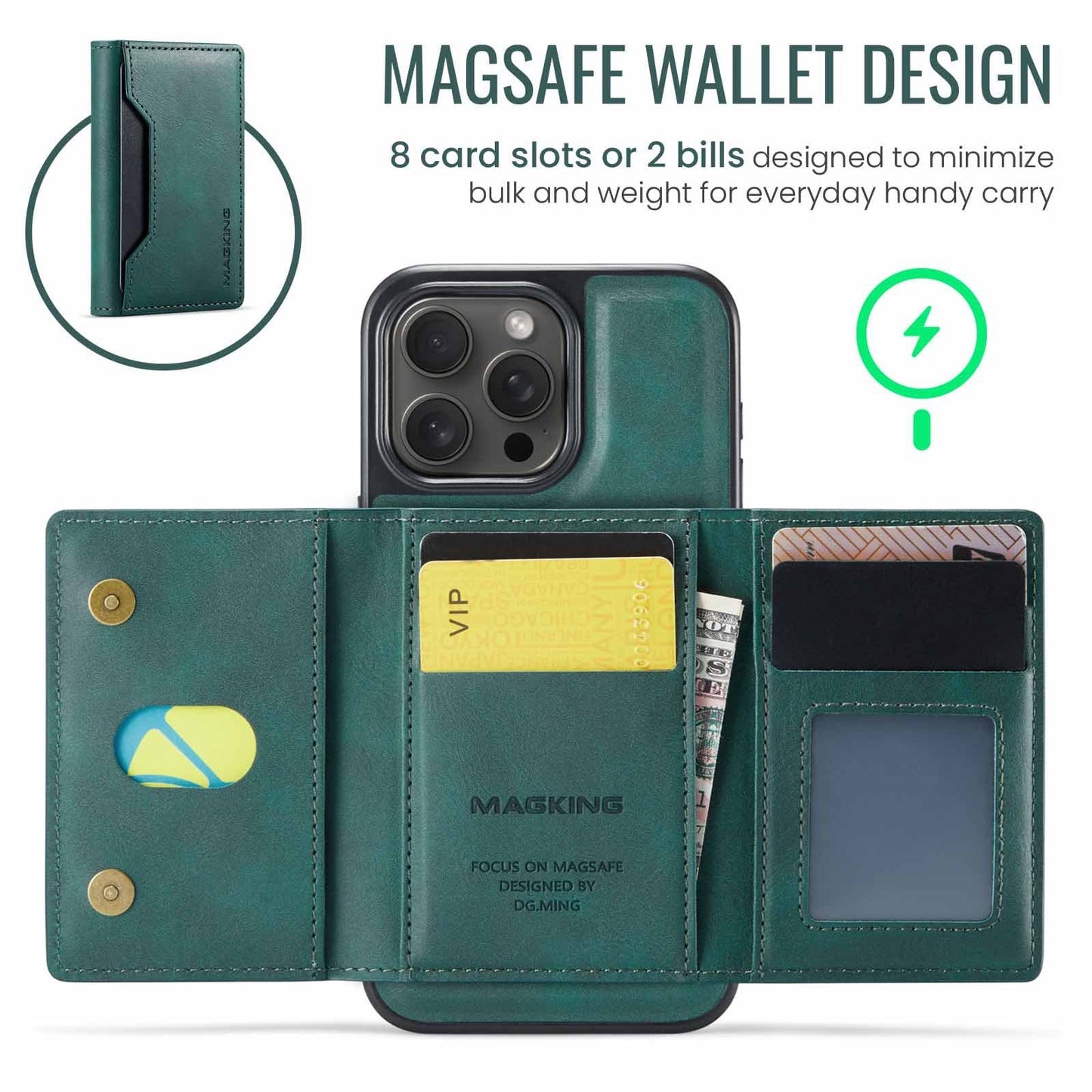 Coffee Premium MagSafe Wallet Case for iPhone 16 Pro Max - Detachable PU Leather Magnetic Card Holder