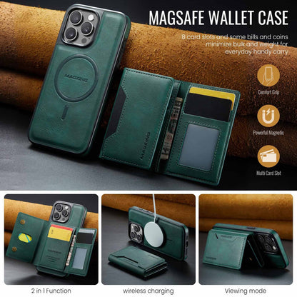 Purple Premium MagSafe Wallet Case for iPhone 16 Pro Max - Detachable PU Leather Magnetic Card Holder