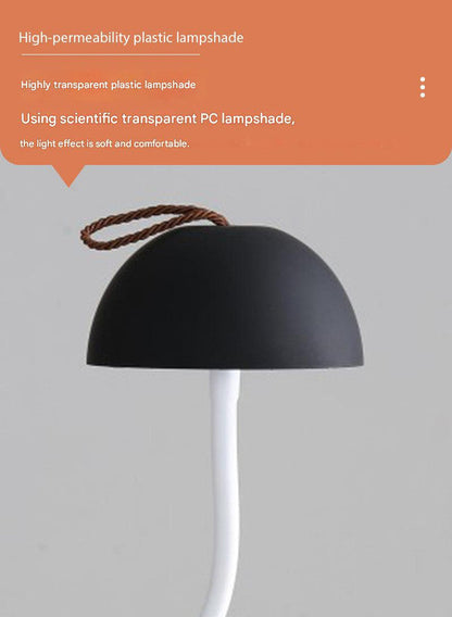 White Sleek Minimalist LED Mushroom Table Lamp - Rechargeable 3-Color Touch Control, Bar & Ambient Light