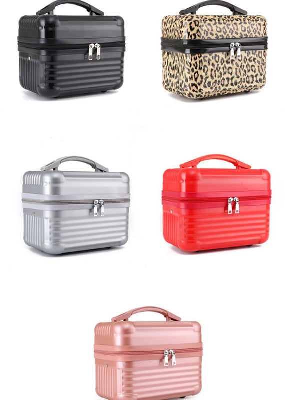 Silver Durable Hard Shell Makeup Travel Case - Large Capacity Portable Cosmetic Organizer Box with Handle