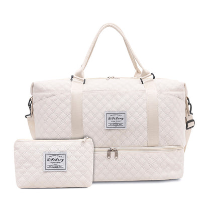 Pink Chic 3-Piece Quilted Travel Bag Set - Duffel, Crossbody Sling & Toiletry Pouch - Large Capacity & Lightweight